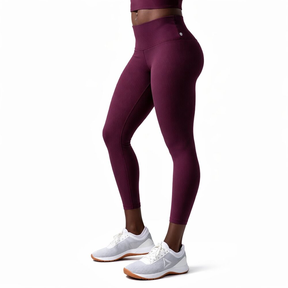 BORN PRIMITIVE Ribbed Limitless Leggings 23" PowerKNIT Deep Plum Women's Medium